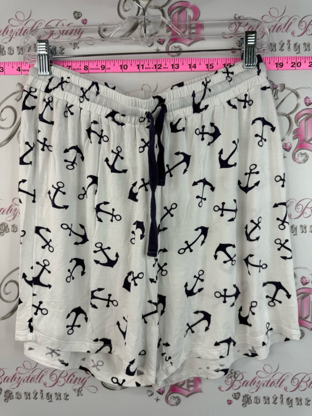 Tribal shorts nautical anchor White Lounge Shorts with Navy Anchor Print bamboo